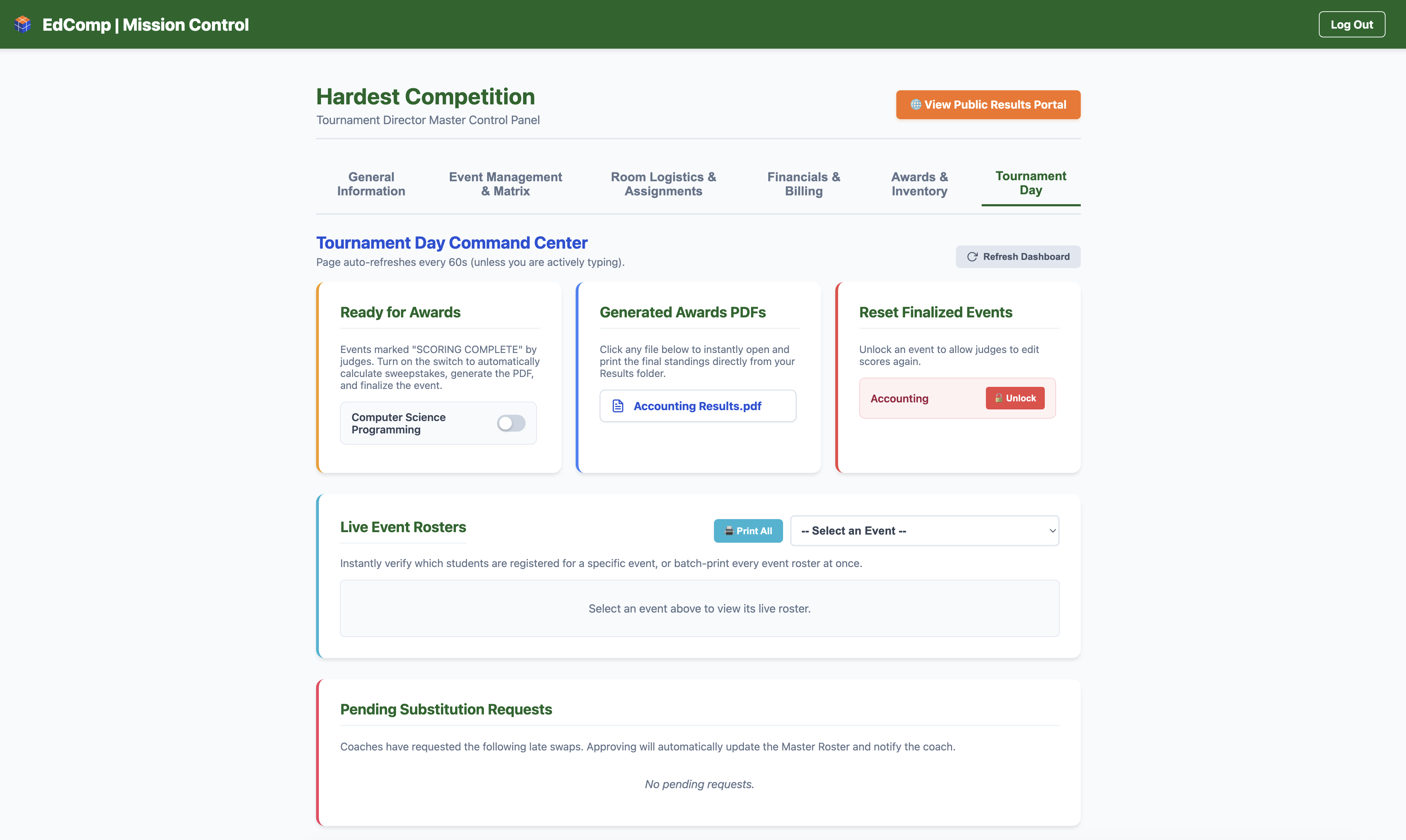 EdComp Tournament Dashboard